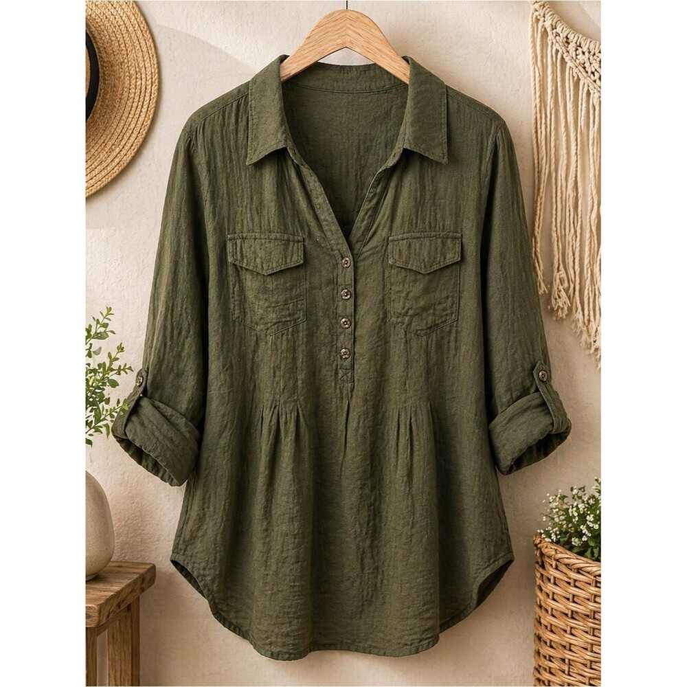 Dress Barn Women’s Button Down Army Green Blouse Size XL
